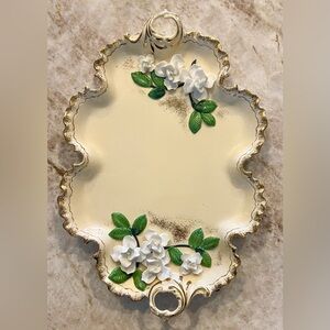 💕 BEAUTIFUL VINTAGE PORCELAIN PLATTER WITH GOLD EDGES AND 3D ROSES 💕